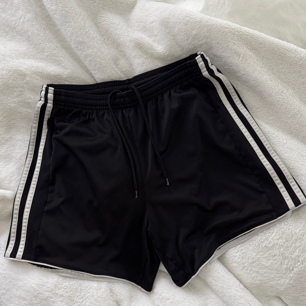 Adidas Black Shorts with White Stripes (bonus free soccer socks!) ⚽️